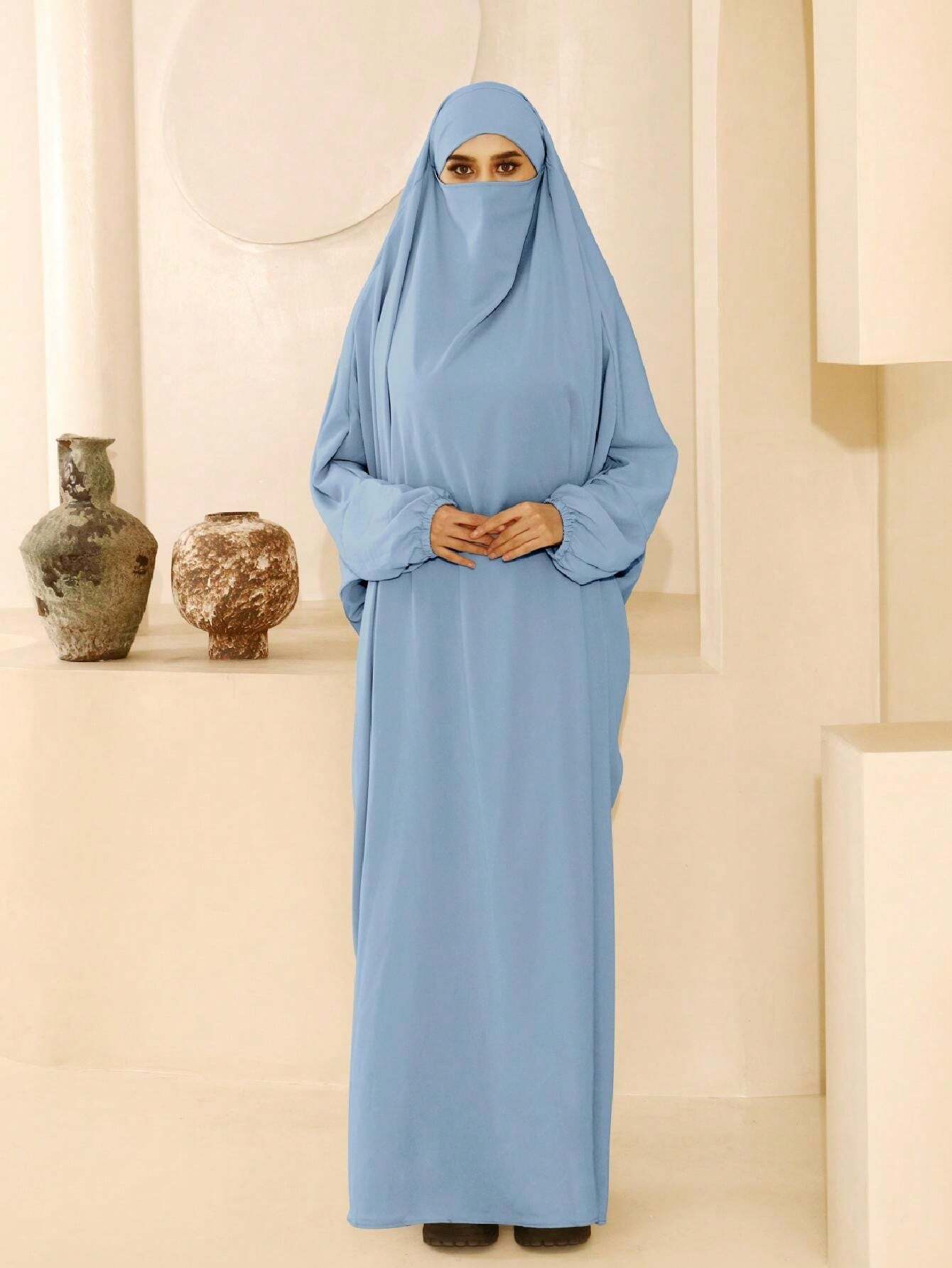 1Pc Women'S Solid Color Extended Hijab for Daily Use Women Abaya Accessories