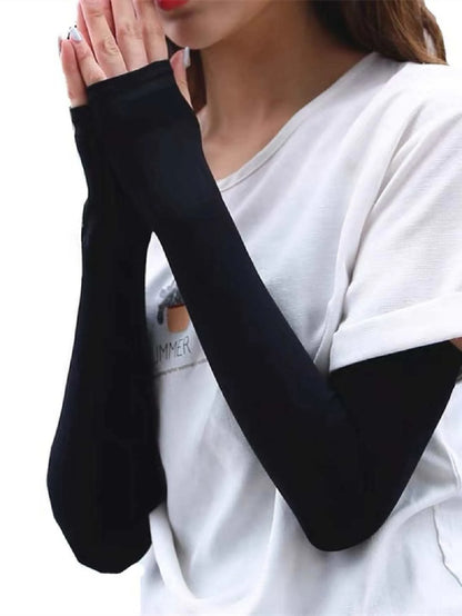 Solid Fingerless Long Gloves